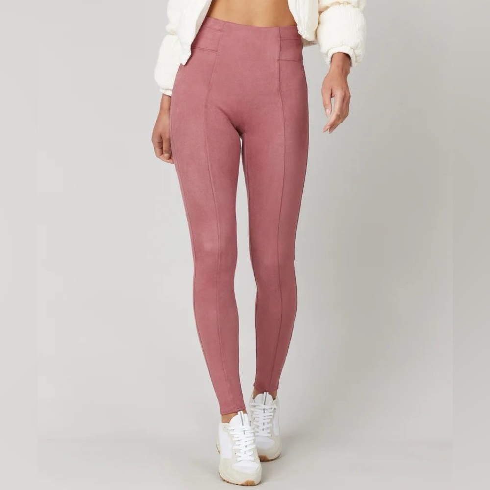NWT Spanx Faux Suede Leggings in Rich Rose size Medium